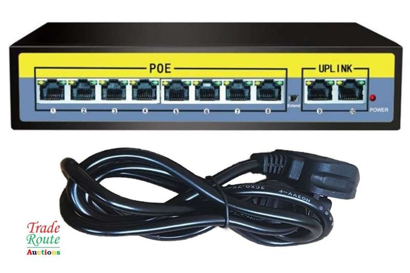 10 PORT POE network cable powered Switch Hub 100Mbps PoE Ethernet 10/100 8 Channel Switch