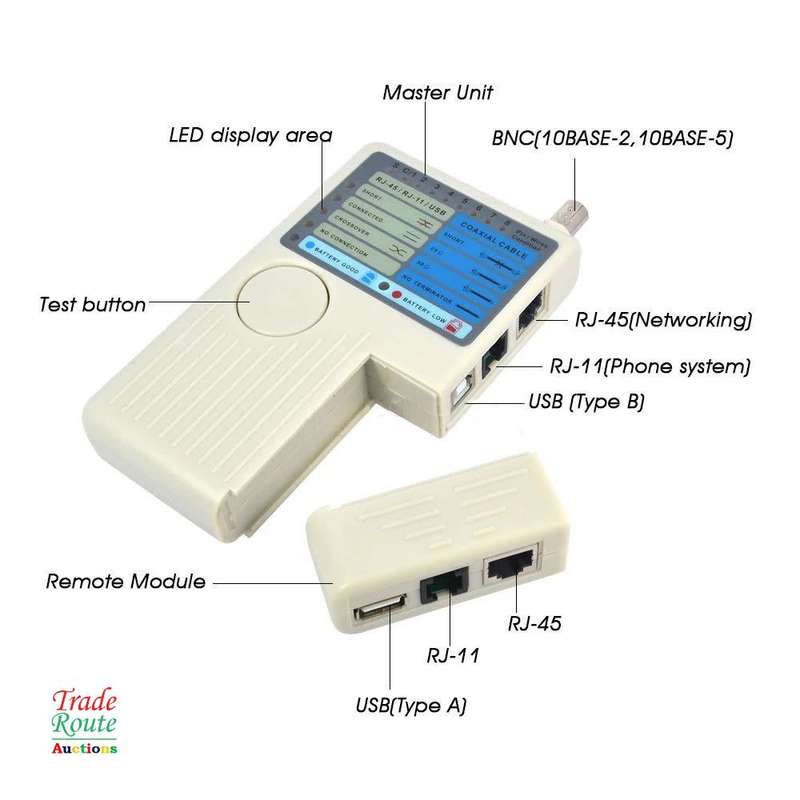 4 in 1 Remote Network Cable Tester for RJ45 RJ11 USB BNC LAN Cable Multi-functional