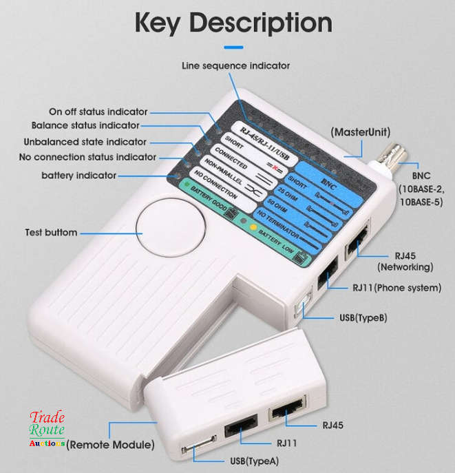 4 in 1 Remote Network Cable Tester for RJ45 RJ11 USB BNC LAN Cable Multi-functional