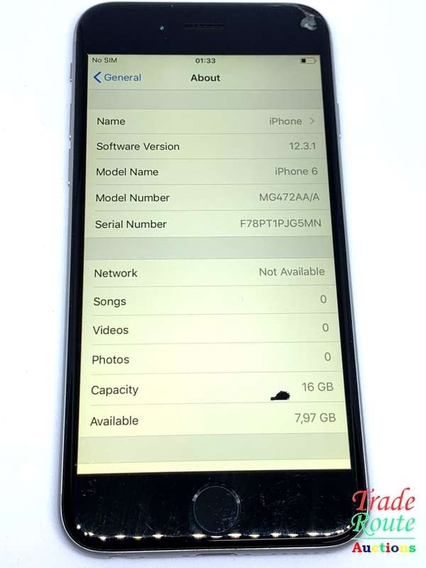 Apple iPhone 6 Space Grey (Pre Owned) SmartPhone (Cracks & marks on Screen)