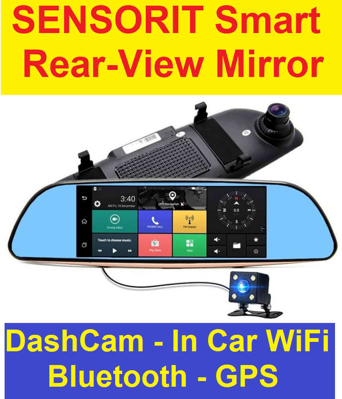 SENSORIT Smart Rear-View Mirror - DashCam - In Car WiFi - Bluetooth - GPS