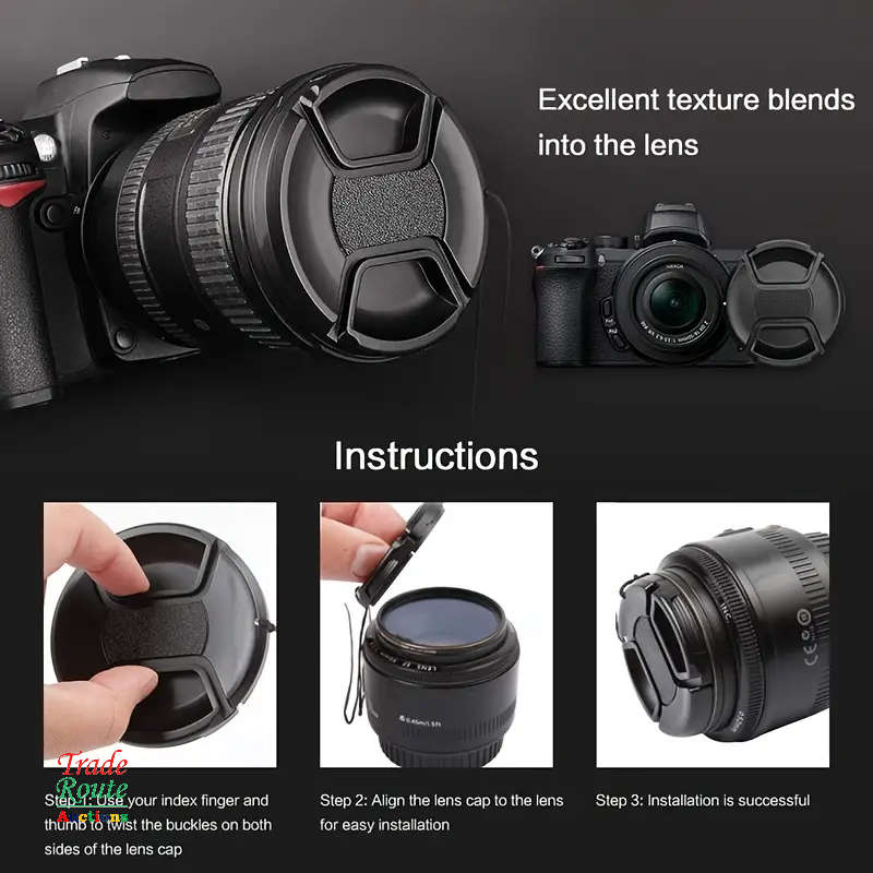 62mm LENS CAP Snap-On Center Pinch Camera Lens Front Cap For Canon Nikon Sony Alpha DSLR Lenses
