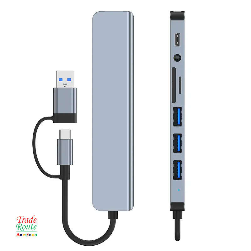8 in 1 USB-C Adapter Hub Docking Station 8 Port HUB Card Reader Multi-functional