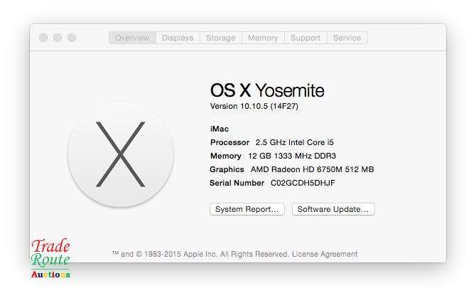 Apple Imac | 21.5 Inch | Core I5 2.5ghz 12gb Ram 500gb Hdd * Amd Radeon HD Graphics