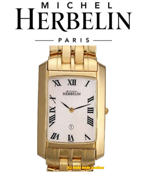 MICHEL HERBELIN 18CT GOLD PLATED BRACELET MEN'S WATCH 16862/PB08B - *** R 9,000-00 ***