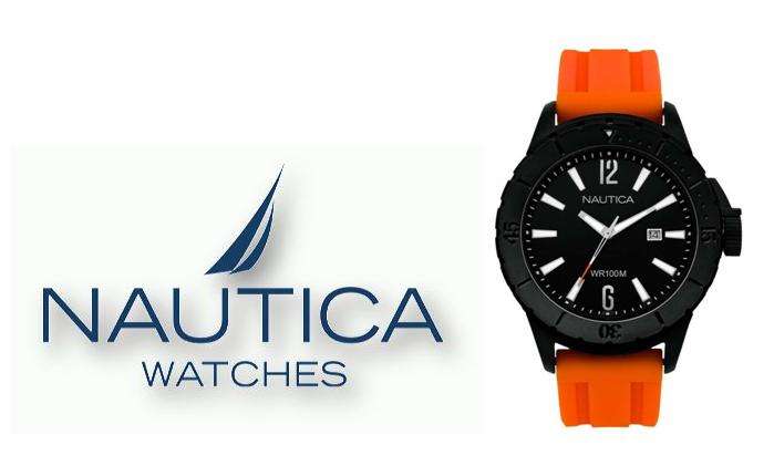 NAUTICA NSR05 MENS ORANGE RUBBER STRAP WATCH - A15602G