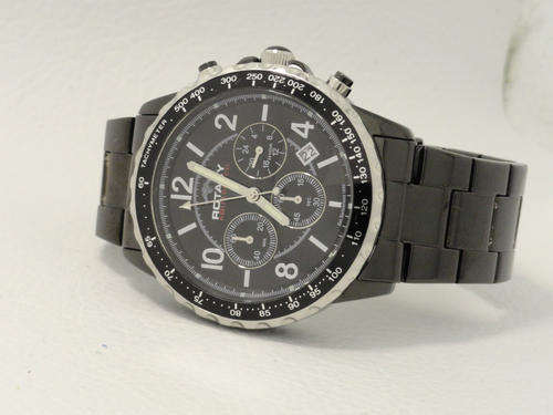 ROTARY UB00014/19  CHRONO AQUASPEED BLACK STEEL  WATCH