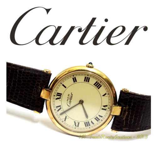 AUTHENTIC RARE CARTIER ARGENT 18K PLATED UNISEX GREAT DIAL  *** CARTIER ***
