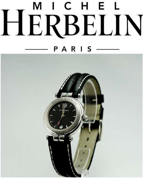 MICHEL HERBELIN LADIES SS LEATHER NEWPORT WATCH - 12885 *** R 9,000-00 ***