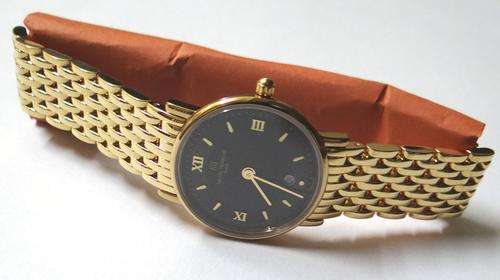 Michel Herbelin Women's Gold Plated SS Black Dial Date Wrist Watch - 16845/P14B