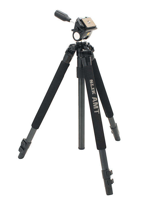 Slik AMT Pro 330EZ Tripod with 2-Way Pan/Tilt Head (Black) - with carry bag