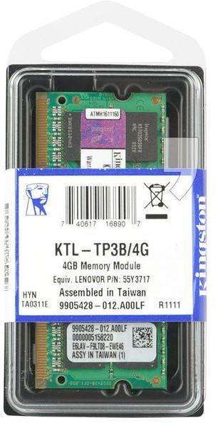 KINGSTON - LAPTOP / NOTEBOOK 4GB Memory Module - DDR3 1333MHz - Part Number: KTL-TP3B/4G