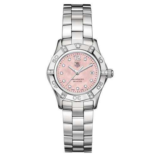 Tag Heuer AQUARACER Ladies Pink Dial Diamond Mother of Pearl Watch Model# WAF141H