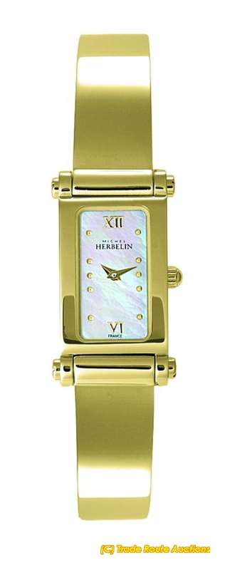 MICHEL HERBELIN Gold Plated Stainless Steel MOP Dial Womens watch 1048/MP19