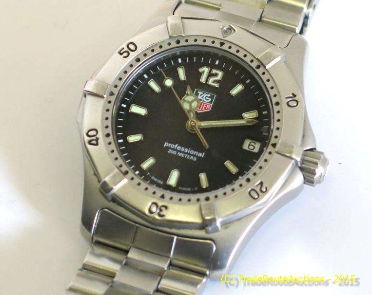 TAG Heuer Classic Professional Black Dial WK1210 Stainless Steel Midsize Watch