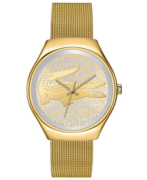 Lacoste Valencia Gold Plated Dial Mesh Belt Quartz Ladies Watch 2000811  - Brand New