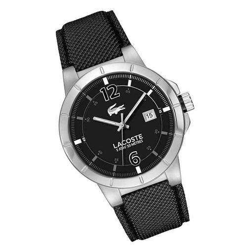 Lacoste Men's 2010727 Darwin Black Leather Strap Watch - Brand New