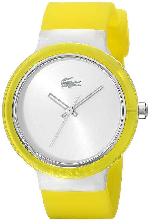 Lacoste Goa Silver Dial Yellow Silicone band Unisex Watch 2020057