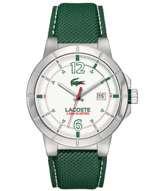 Lacoste Men's 2010726 Darwin Green Leather Strap Watch - Brand New