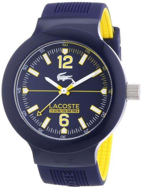 Lacoste Borneo 2010704 Blue/Yellow Silicone Band Analog Quartz Men's Watch - Brand New