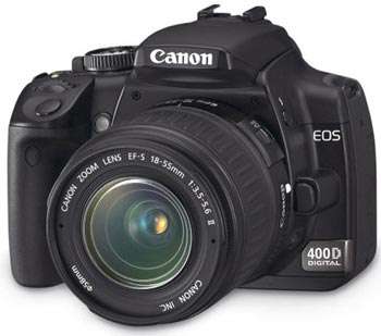 Canon EOS 400D DigitalSLR camera 10.1 Megapixels + Canon 18 - 55mm IMAGE STABILIZER Lens  + Memory