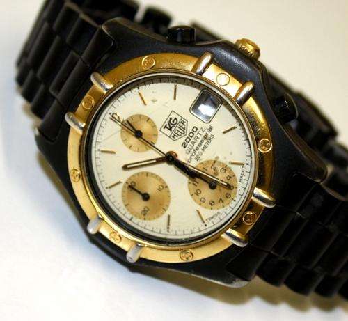 TAG HEUER Chronograph 2000 Men's Watch Black/Gold PVD Bracelet VERY RARE Collector's Item