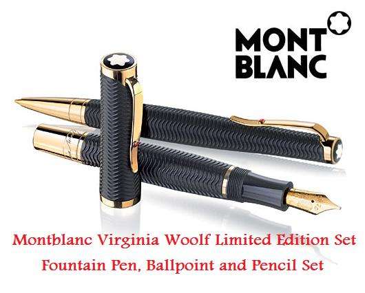 Montblanc Virginia Woolf Limited Edition Set - Solid Gold Nib Fountain Pen, Ballpoint and Pencil