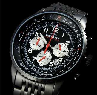 ROTARY AQUASPEED BLACK PVD STRAP MEN'S WATCH - If u can't afford a BREITLING NAVITIMER