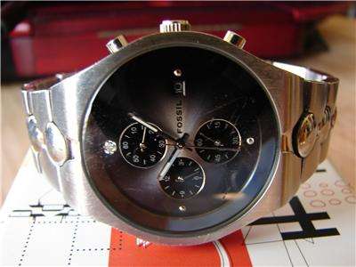 Mens Fossil Bently Stainless Steel Chonograph Diamond Fs 2919
