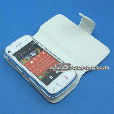 White Executive Leather Wallet Case For Nokia N97