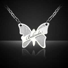 stainless steel butterfly necklace - FREE ENGRAVING