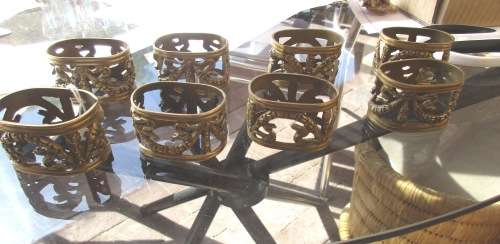 SET 8 BRASS NAPKIN HOLDERS