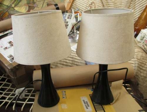 PAIR BLACK LAMPS AND SHADES