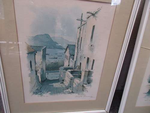 SET 4 SIGNED PRINTS DOUGLAS TREASURE VARIOUS CAPE TOWN SCENES