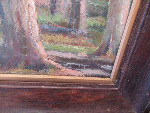 LOVELY OIL PAINTING OF A CAPE DUTCH HOUSE AMONGST TREES