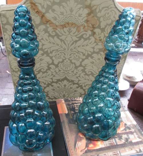 PAIR TURQUOISE SALT BOTTLES 1970S