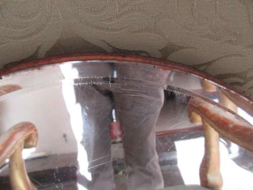 OLD CIRCULAR MIRROR WITH WOOD BACK