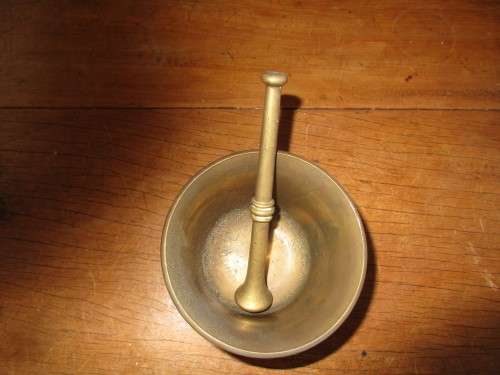 BRASS MORTAR AND PESTLE