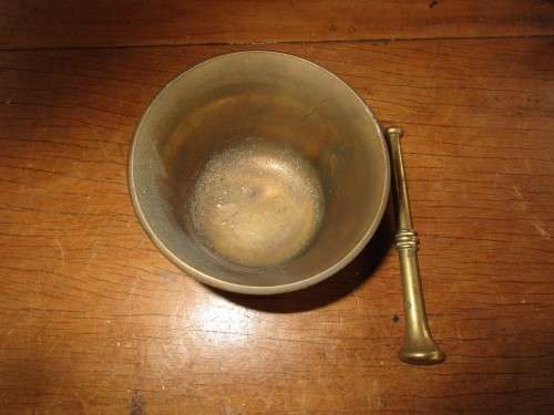 BRASS MORTAR AND PESTLE