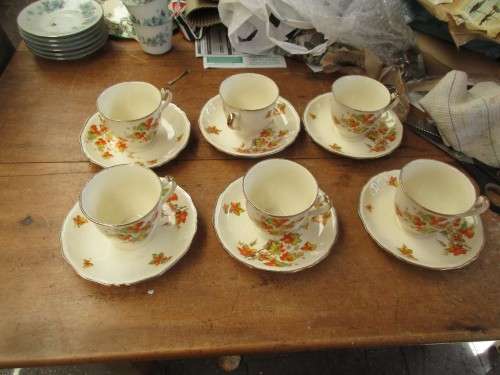 6 ALFRED MEAKIN MARIGOLD CUPS AND SAUCERS