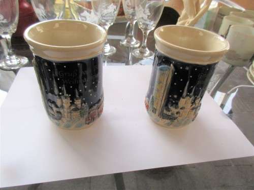 PAIR GERMAN CHRISTMASSY MUGS