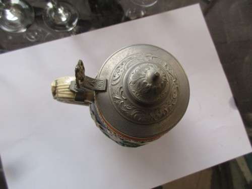 GERMAN BEER MUG WITH PEWTER LID