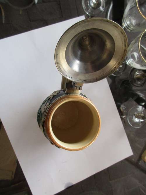 GERMAN BEER MUG WITH PEWTER LID