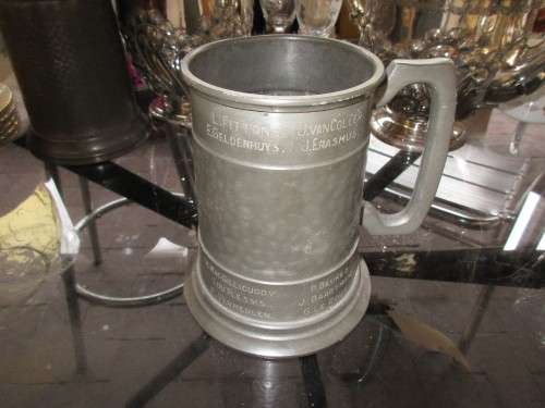 PEWTER MUG WITH D SHAPE HANDLE