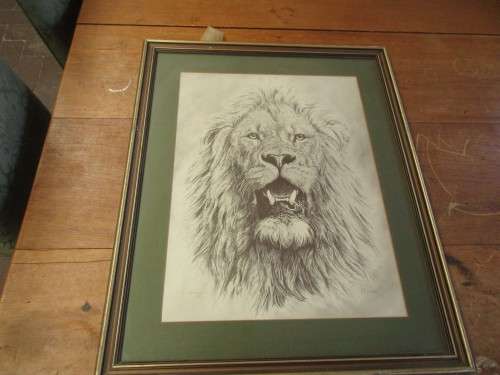 THREE PRINTS OF K WACKER LION ANTELOPE AND ELEPHANT