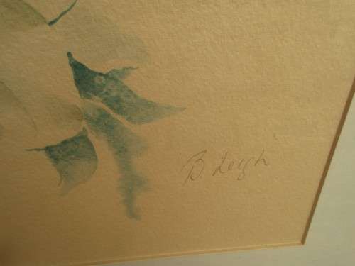 BEAUTIFUL PRINT OF HIBISCUS FLOWERS SIGNED B LEIGH