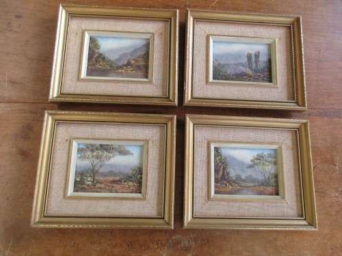 4 OIL ON BOARDS BUSH SCENES SIGNED LR