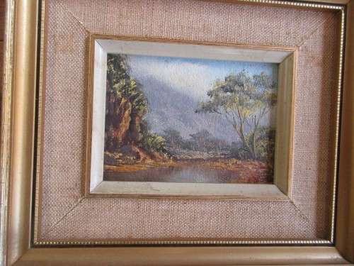 4 OIL ON BOARDS BUSH SCENES SIGNED LR