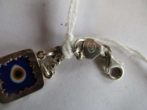 SOLID SILVER 925 BRACELET WITH BLUE CERAMIC PATTERN