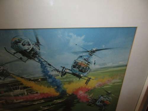 AMAZING PRINT DOUGLAS TURNER 1972  FIVE  BRITISH ARMY HELICOPTERS